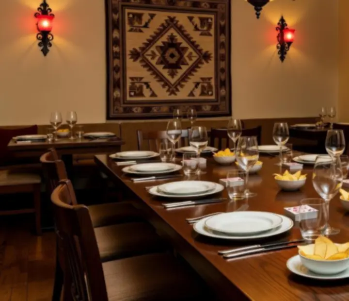 Espacio privado y adaptable para eventos corporativos con mesas y ambientación cálida