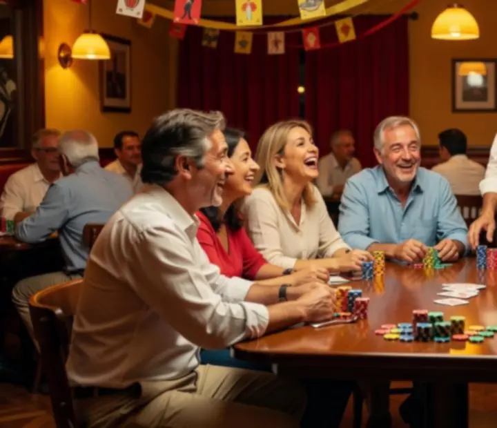 Evento privado de póker offline y parrilla en un salón reservado