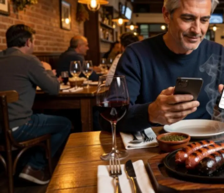 Persona realizando una reserva para la noche de póker en el restaurante